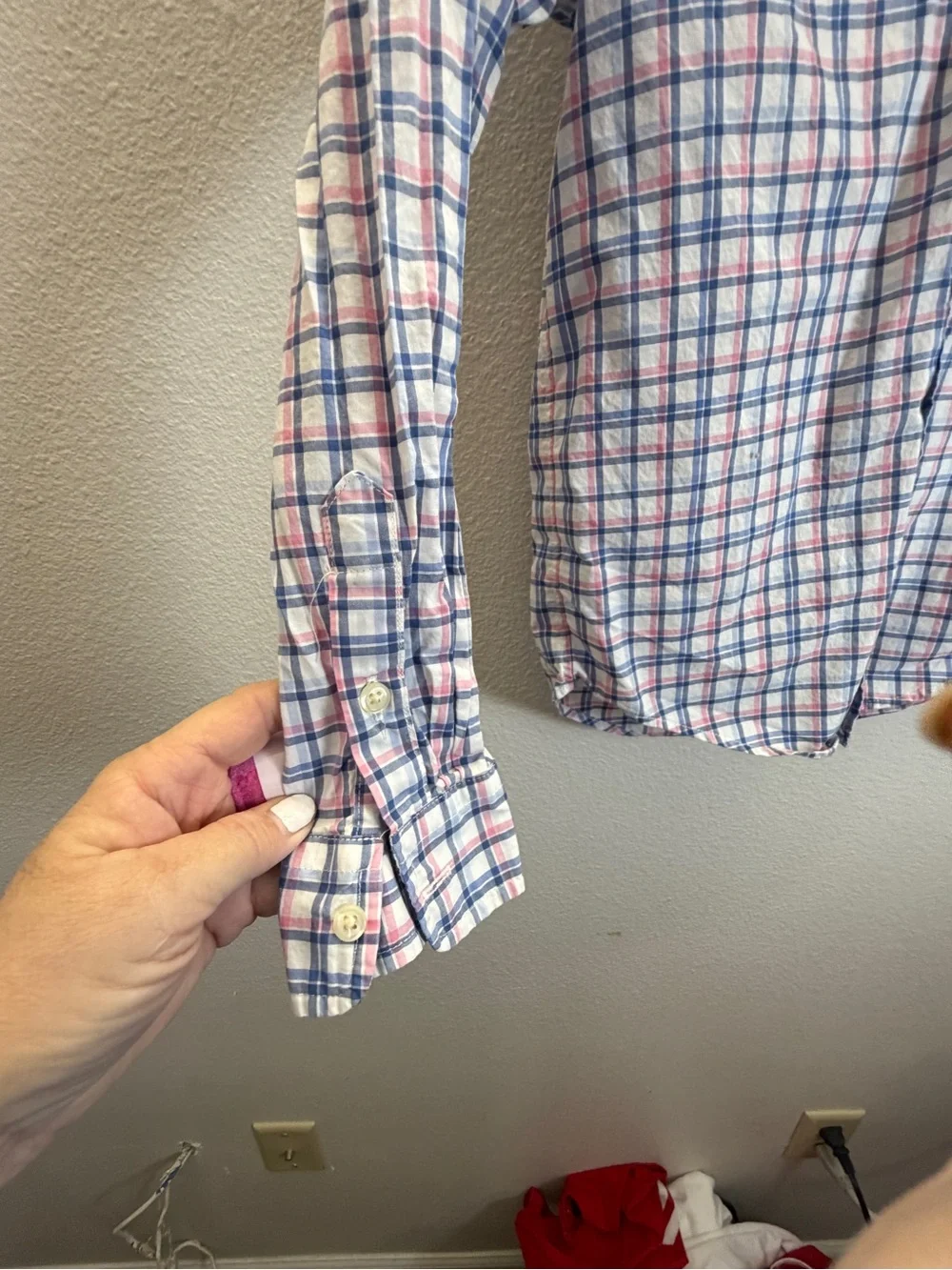 Ralph Lauren White, Blue & Pink Plaid Button-Down Shirt